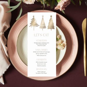 Szablon menu kolacji wigilijnej Menu kolacji świątecznej do wydrukowania Karta menu kolacji Dekoracja stołu na uroczystość Edytowalne menu