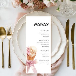 Modèle de carte de menu imprimable pour le dîner