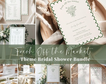Fresh Off the Market Bridal Shower Bundle - Printable Favor Tags, Games & Table Signs