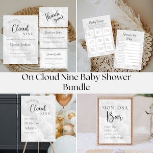 On Cloud Nine Baby Shower Printables: Invitation, Sign, Games (Digital Download)
