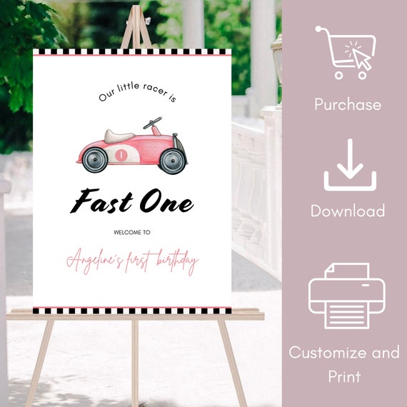 レースカーパーティーデコレーション - 1st One ハイチェアバナー 誕生日パーティーデコレーション パーティー用品 子供用品 | チェック柄ペナ