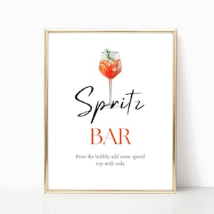 Modèle de plaque de bar Spritz Aperol L'amour au premier spritz Plaque de bar pour la douche nuptiale imprimable Boissons imprimables Station signe Décoration de douche nuptiale d'été