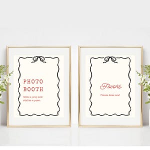 Modelos de placas de chá de panela com arco desenhado à mão 10 decorações personalizadas para chá de panela com tema "Ela está dando o nó" Placa de estação de bebidas retrô