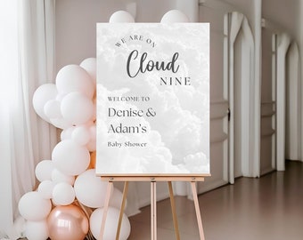 Cloud Nine Baby Shower Welcome Sign: Rustic Fall Decor (PDF)