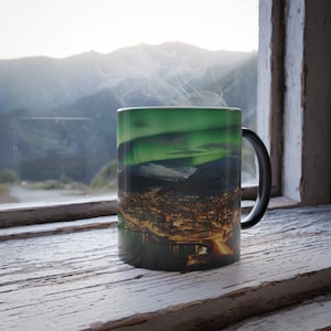 Enchanted Night Sky Heat-Sensitive Mug | Northern Lights Color Changing Mug | Heat Sensitive Mug | Tromso Night Sky Mug | Magic Mug | Gift