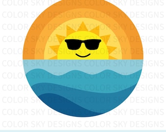 Beach SVG: Summer Sun, Waves Cut Files (Digital Download)