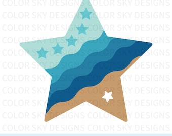 Star SVG Beach Cut File for Cricut & Silhouette | Digital Download