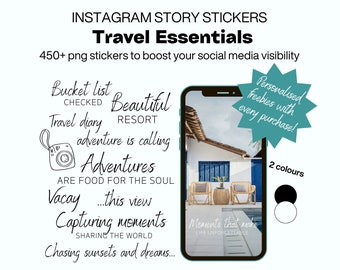 Instagram Story Sticker Bundle Social Media Travel Essentials PNG Transparent Instasticker Travel Stories Mix Bundle Schriftzug Storysticker