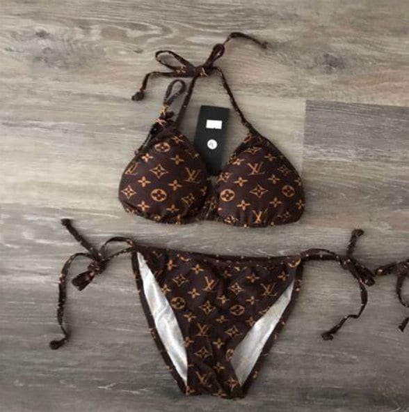 LOUIS VUITTON Vintage LV Logo Monogram Multicolor Bikini Bra Top Nylon  RankAB