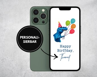 Personalized digital birthday card for your phone | Funny dinosaur birthday card with name | Happy Birthday meme | Custom e-card