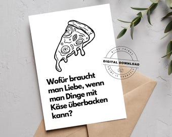 Printable greeting card with a cheese-themed saying | Funny gift for girlfriend, boyfriend, or cheese lover | Download
