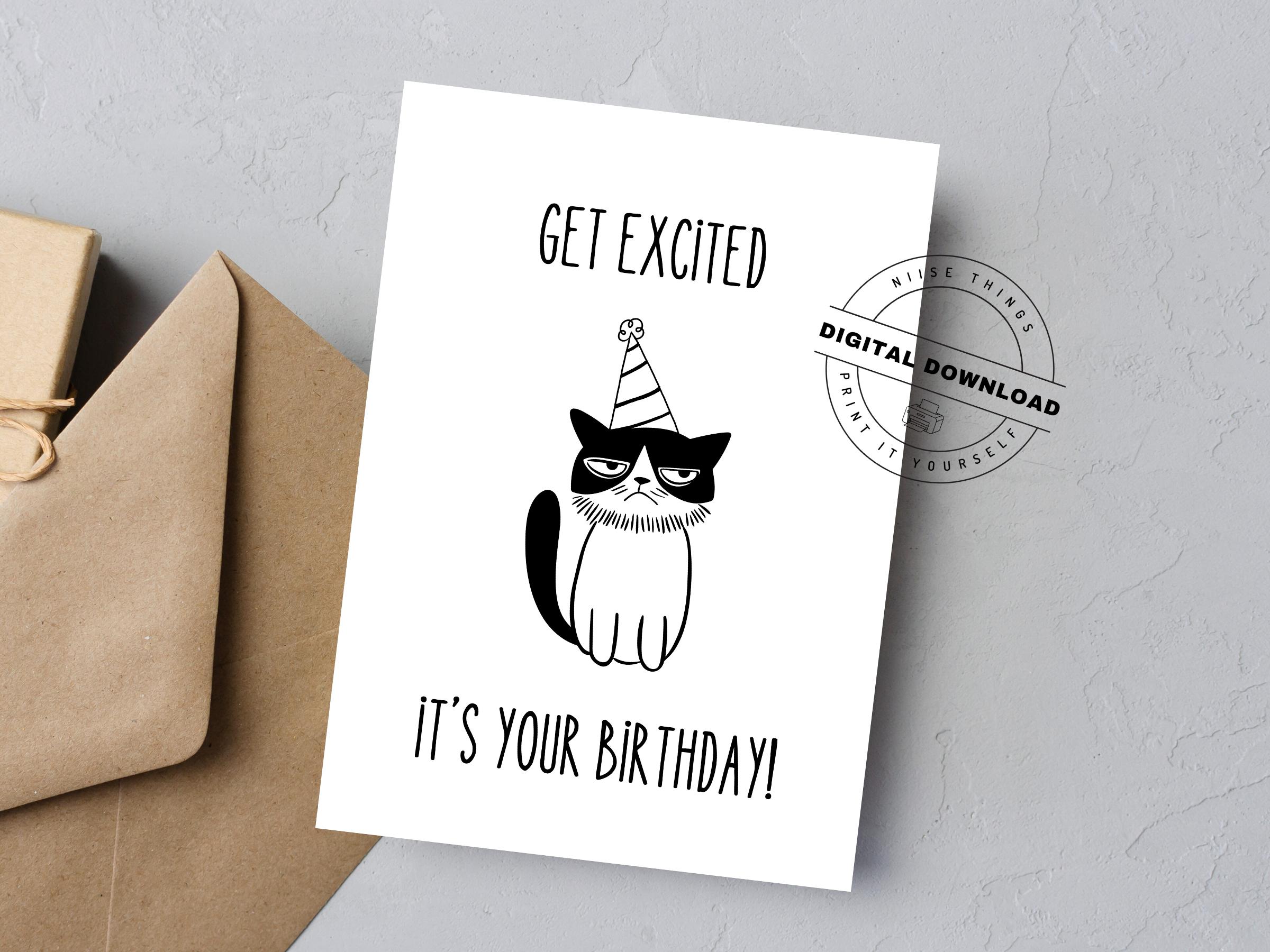 Printable Birthday Card - Funny Grumpy Cat Card With Saying as a ...