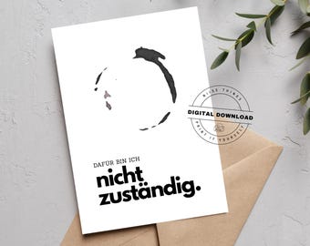 Printable greeting card "That's not my responsibility." | Office statement card | Card for a colleague | Card for the office team | Downloadable office card