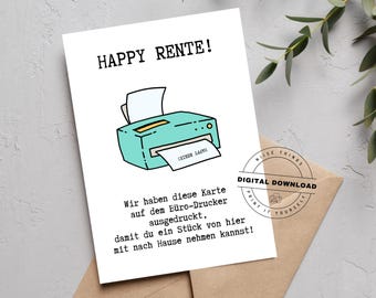 Printable retirement card | Funny farewell greeting template for a colleague | Retirement gift | Digital download