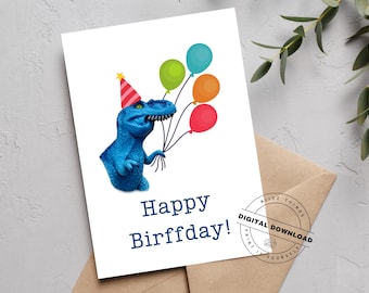 Funny printable birthday card | Dinosaur meme card | Happy Birthday template | Digital download