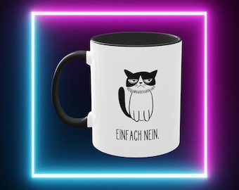 Funny Cat Mug with Saying, No, Just No | Grumpy Cat Office Mug | Gift for Colleagues, Cat Lovers and Best Friend