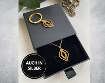 Feminist jewelry set – vulva necklace & keychain with stickers | High-quality gift for feminists