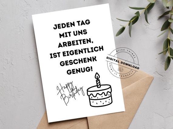 Geburtstagskarte Vorlage zum Drucken für Kollegen | Kolleginnen und den Chef | Lustige Karte als digital Download