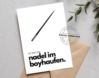 Printable greeting card "You're the needle in the haystack" | For partner & loved one | Valentine's Day card | Declaration of love | Download