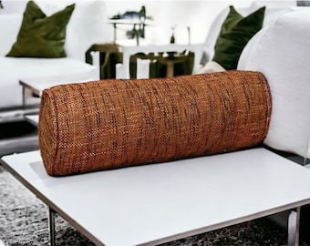 Poszewki na poduszki dekoracyjne Rust Decorative Linen Bolster Pillow - prezent urodzinowy - poduszka z lamówką