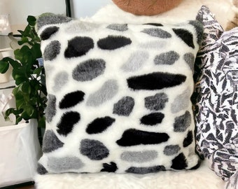 Animal print Boho decor faux fur pillow cover,Cushion Case,18x18,20x20,Farm House,Christmas Gift,Birthday Gift