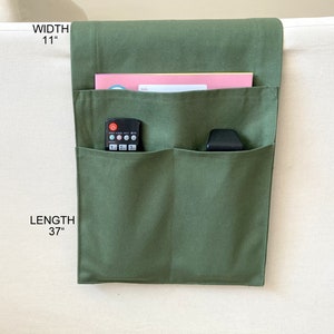 Green Armrest Organizer,Remote Control Holder,Canvas Armchair Organizer,Holiday Gift,Hand Made,Magazine Holder