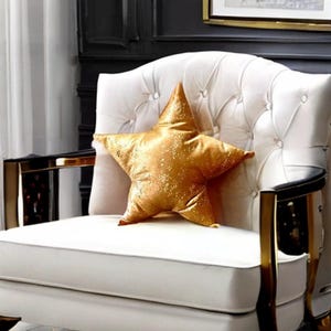 Luxurious Brilliant Gold Velvet Star Shaped Decorative Pillow - Home Decor Accessory-Birthday gift - Nursery decor -Wedding Gift