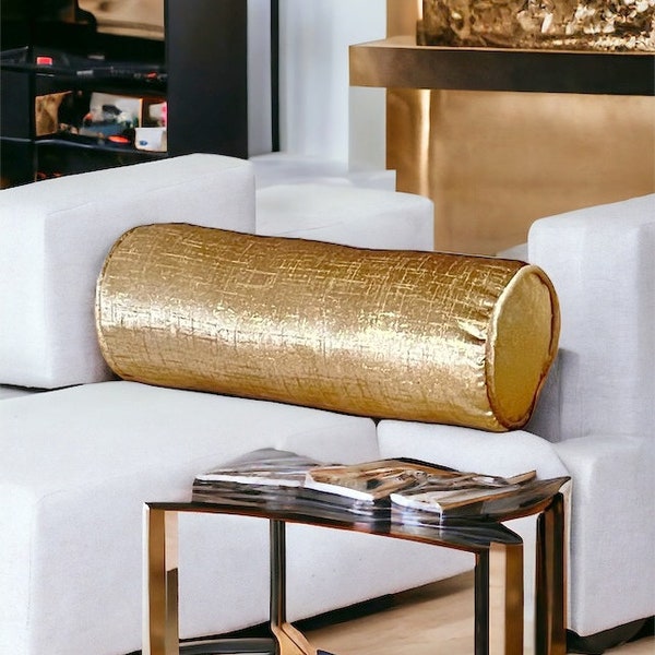 Luxurious Design Piping Gold Bolster Pillow Cover-Birthday gift-Bedroom decor