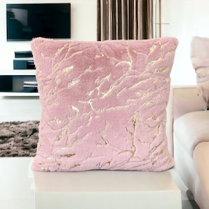 Copricuscino in pelliccia sintetica di lusso in oro rosa, decorazione per camera da letto, cuscini da lancio, Natale, cuscini 18x18, cuscini 20x20
