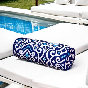 Housse de coussin traversin décoratif extérieur à motif géométrique