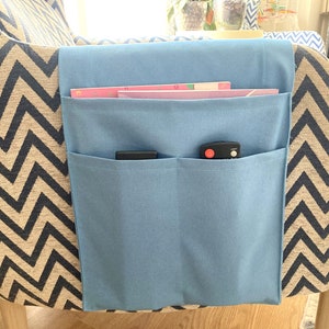 Blue Armrest Organizer,Remote Control Holder,Canvas Armchair Organizer,Birthday Gift,Magazine Holder