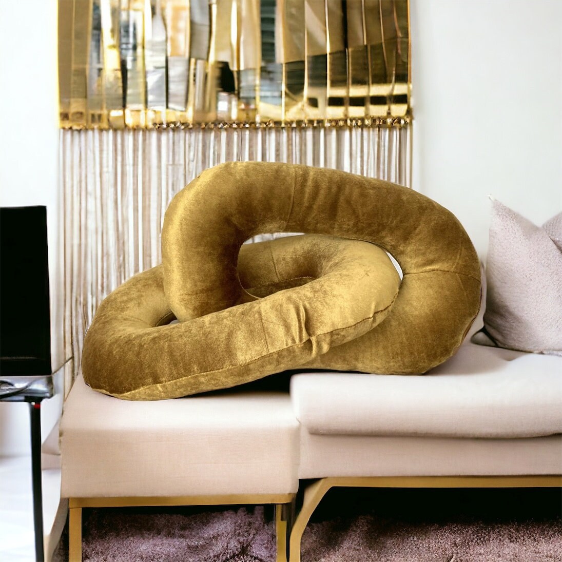 Chain Link Pillow,gold Velvet Pillow,modern Pillows,interior Design ...