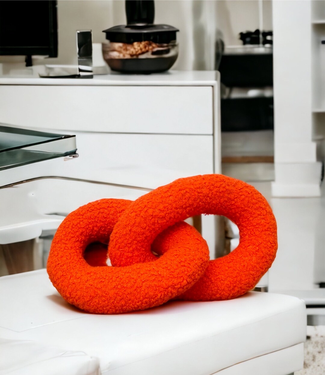 Chain Link Pillow,boho Orange Boucle Pillow,modern Home Decor,boho ...