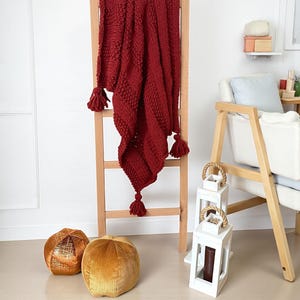 Mysig rostfärgad handstickad TV-filt i ull: Boho Chic Throw-filt