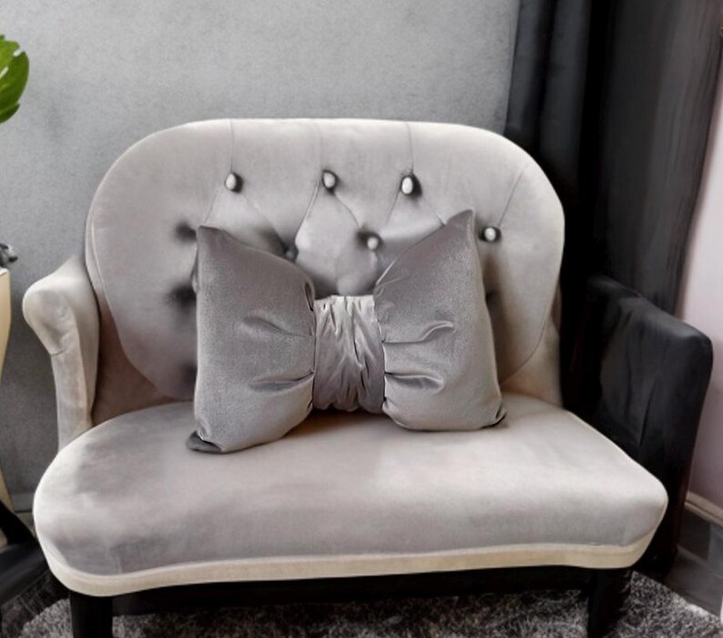 Housewarming gift grey velvet throw  pillow