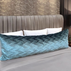Luxurious Teal Blue Washable Velvet Extra Long Decorative Lumbar Pillow Cover,Unique Bedroom Décor,Interior Design,Housewarming Gift