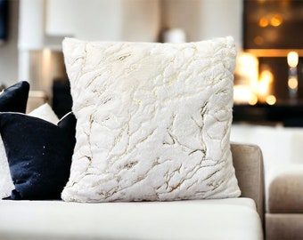 Luxury white gold faux fur pillow cover,Bed Room Decor,Throw Pillows,Home gift,18x18 pillows,20x20 pillows