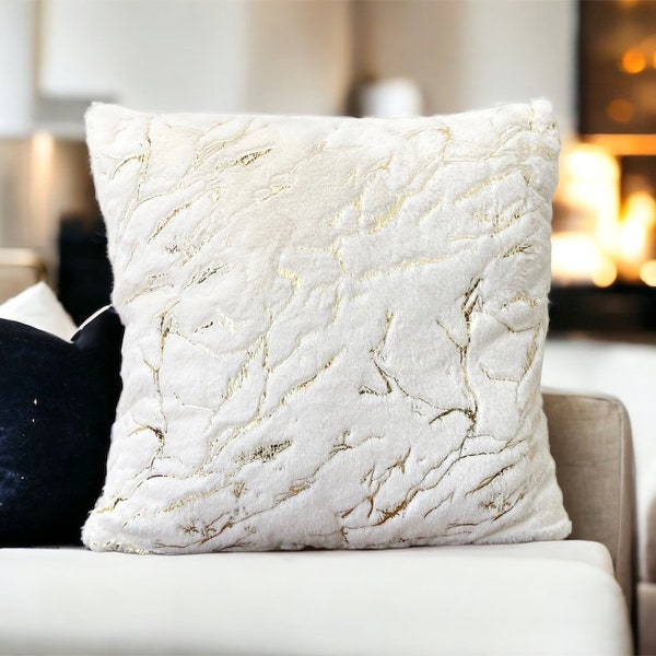 Luxury white gold faux fur pillow cover,Bed Room Decor,Throw Pillows,Home gift,18x18 pillows,20x20 pillows