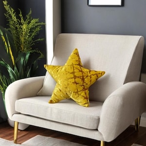 Cuscino decorativo a forma di stella dorata color senape di lusso - Arredamento per la casa - Regalo di compleanno - Regalo di inaugurazione della casa - Decorazione della camera da letto - Regalo per baby shower