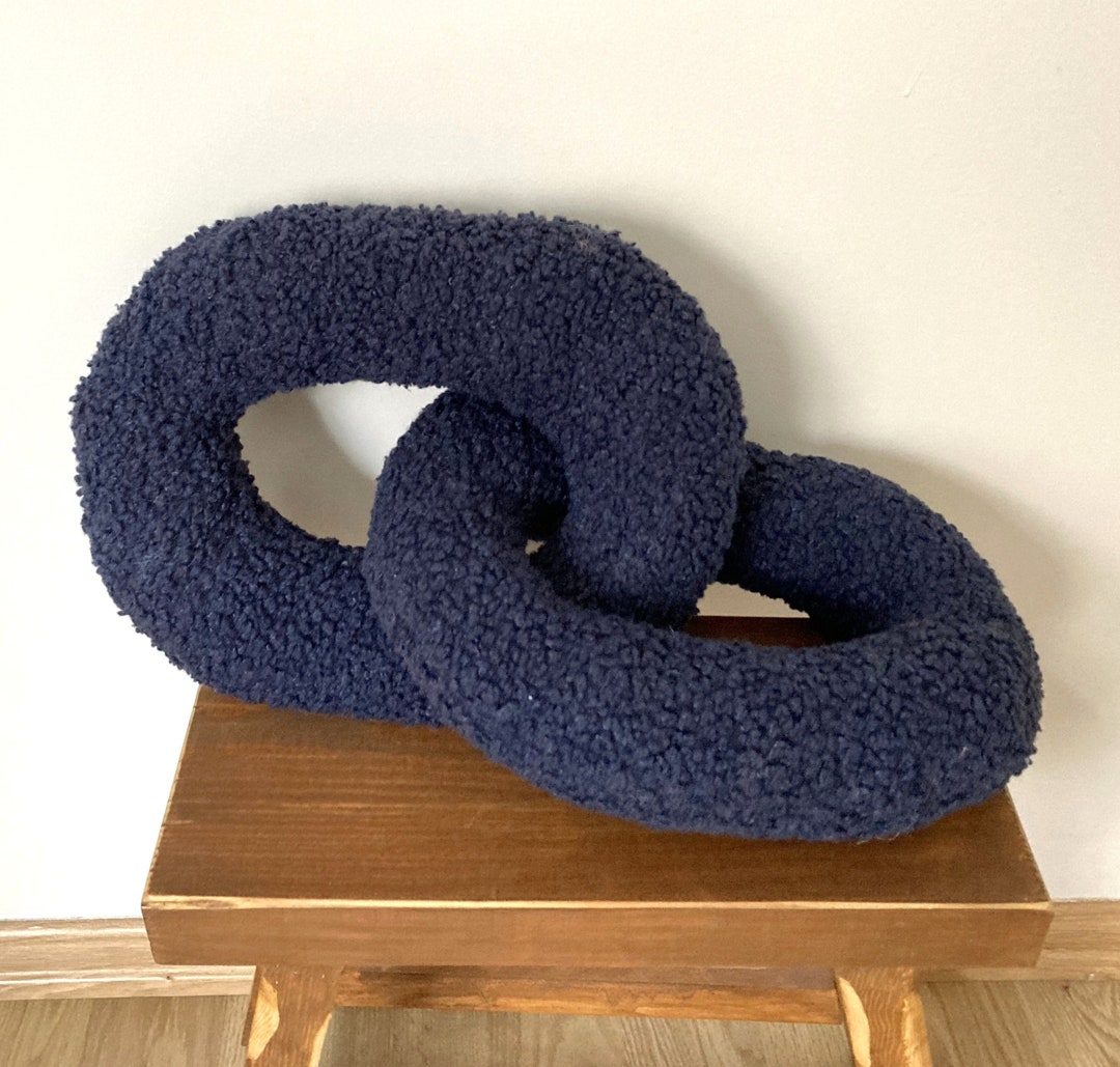 Chain Link Pillow,navy Blue Boucle Pillow,modern Pillows,boho Bohemian ...