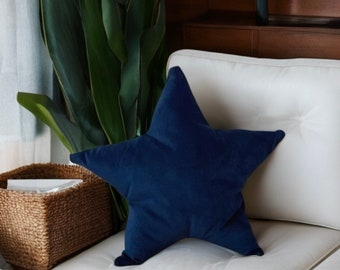 Elegance Navy Velvet Star Shaped Decorative Pillow - Home Decoration-Birthday gift - Nursery decor -Housewarming Gift