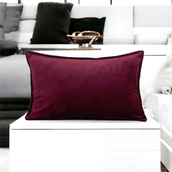 Plum color stitched Velvet lumbar pillow cover,Living RoomDecor,Throw Pillows,Gift for wife,Christmas Gift