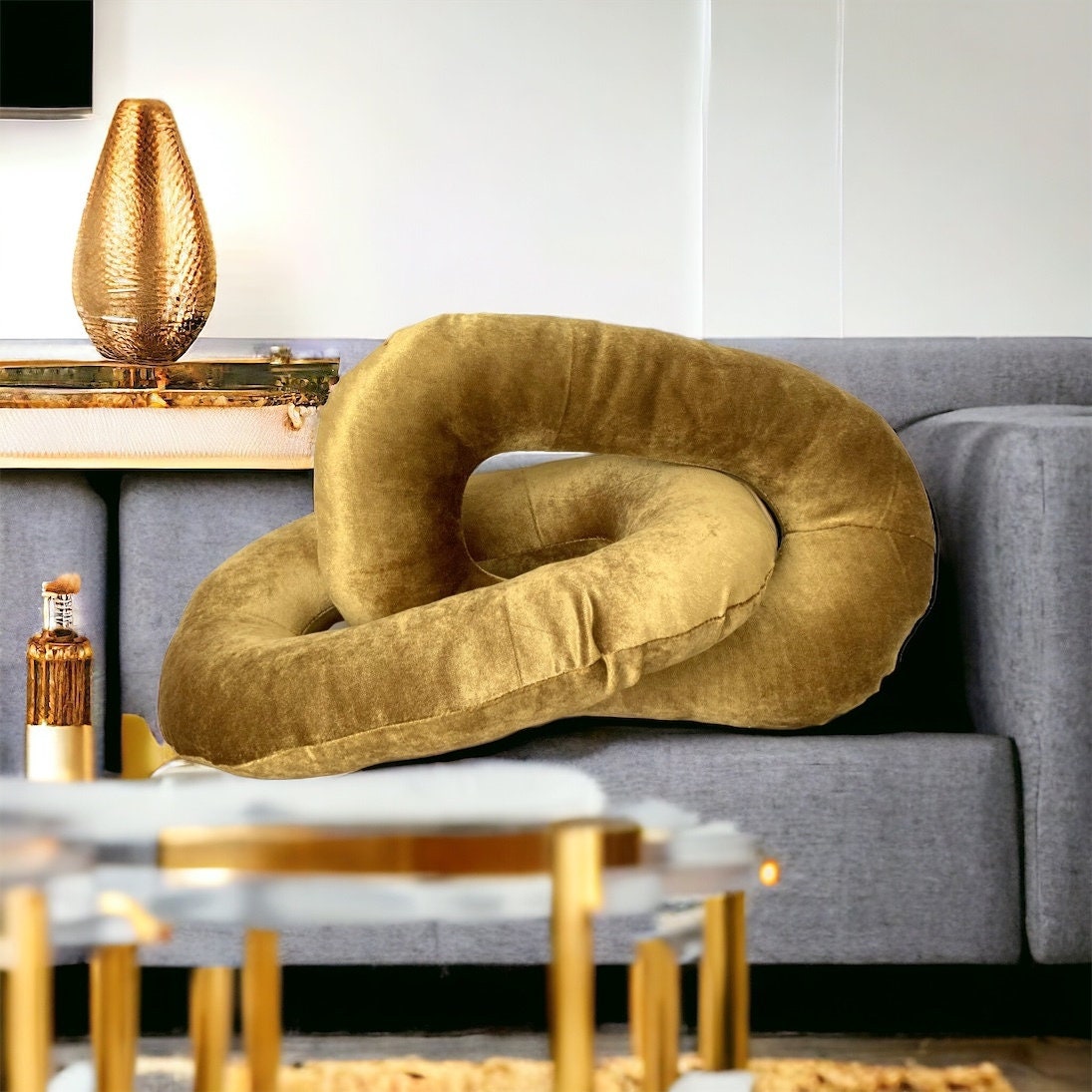 Chain Link Pillow,gold Velvet Pillow,modern Pillows,interior Design ...