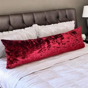 Luxurious Burgundy Crushed Velvet Extra Long Decorative Lumbar Pillow Cover,Unique Bedroom Decor,Birthday gift,Interior Design Throw Pillow