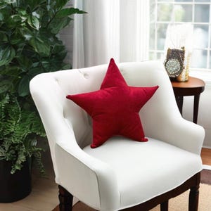 Elegance Red Velvet Star Shaped Decorative Pillow -Living Room Decor-Birthday gift - Nursery decor -Housewarming Gift