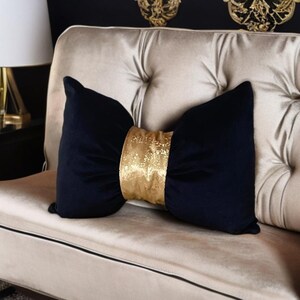 Interior  style unique gold  and  black  bow pillow