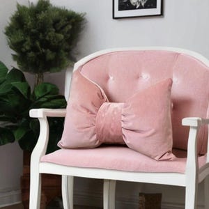 Luxurious Pale Pink Velvet Decorative Bow Pillow - 12x18"-Birthday gift-Baby Shower Gift-Housewarming gift-Valentines day Gift