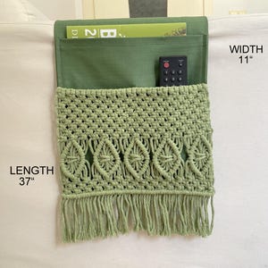 Stylish Green Boho Macrame Armrest Organizer,Remote Control Holder,Storage Basket,Armchair Organizer,Birthday Gift,Book Holder,iPad Holder