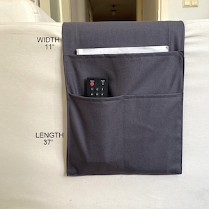 Charcoal Canvas Armrest Organizer,Remote Control Holder,Storage Basket,Armchair Organizer,Housewarming Gift,Book Holder,Birthday Gift
