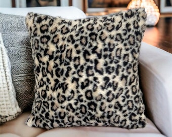 Cheetah Boho decor faux fur pillow cover,Cushion Case,18x18,20x20,Farm House,Christmas Gift,Birthday Gift